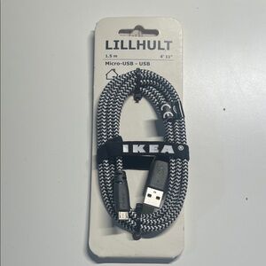 IKEA LILLHULT USB Cable - Black and White Pattern